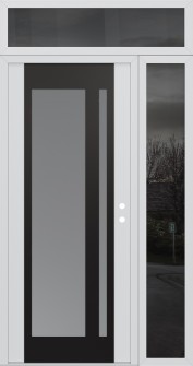 Diamond C15 48" x 96" white/white frosted Glass Panel black LHI with Sidelite and Transom mirrored Glass