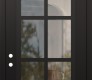 Modern Steel Front Door Diamond C16 36" x 96" black/black clear Glass Panel black RHI with Transom mirrored Glass