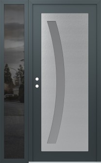 Diamond C4 48" x 80" anthracite/anthracite frosted Glass Panel stainless steel RHI with Sidelite mirrored Glass