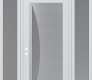 Modern Steel Front Door Diamond C13 64" x 96" white/white frosted Glass Panel stainless steel RHI with 2 Sidelites and Transom frosted Glass