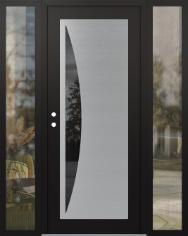 Diamond C13 68" x 80" black/black mirrored Glass Panel stainless steel RHI with 2 Sidelites clear Glass