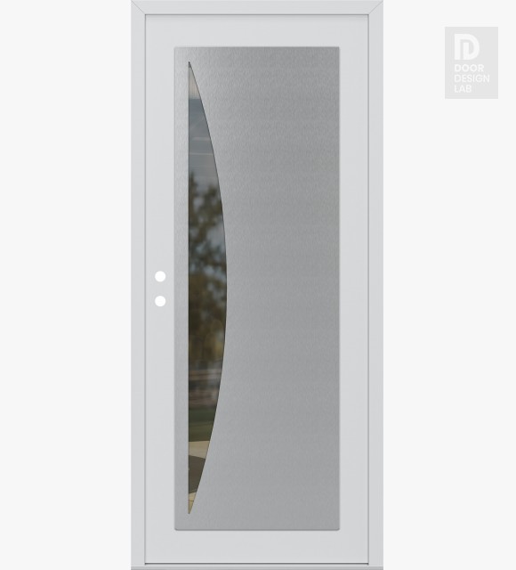 Modern Steel Front Door Diamond C13 36" x 80" white/white clear Glass Panel stainless steel RHI