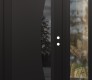 Modern Steel Front Door Diamond C13 52" x 80" black/black mirrored Glass Panel black LHI with Sidelite clear Glass