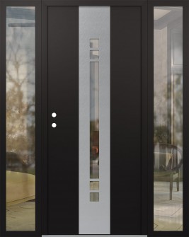 DIAMOND A4 60" X 80" BLACK/BLACK CLEAR GLASS PANEL STAINLESS STEEL RHI WITH 2 SIDELITES CLEAR GLASS