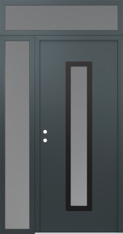 DIAMOND A11 50" X 96" ANTHRACITE/ANTHRACITE FROSTED GLASS PANEL BLACK RHI WITH SIDELITE AND TRANSOM FROSTED GLASS