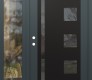 Modern Steel Front Door Diamond C3 48" x 80" anthracite/anthracite mirrored Glass Panel black RHI with Sidelite clear Glass