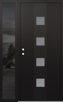 DIAMOND A12 50" X 80" BLACK/WHITE FROSTED GLASS PANEL BLACK RHI WITH SIDELITE MIRRORED GLASS