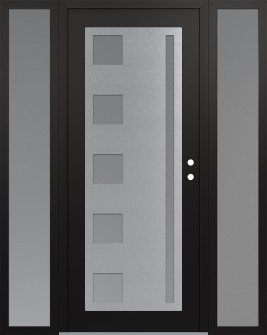 Diamond C3 64" x 80" black/white frosted Glass Panel stainless steel LHI with 2 Sidelites frosted Glass