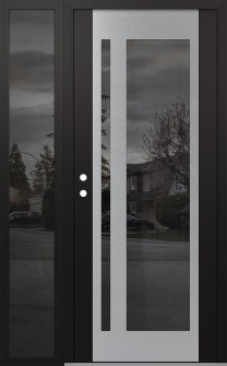 Diamond C15 52" x 80" black/black mirrored Glass Panel stainless steel RHI with Sidelite mirrored Glass