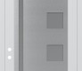 Modern Steel Front Door Diamond C3 36" x 96" white/white frosted Glass Panel stainless steel RHI with Transom frosted Glass