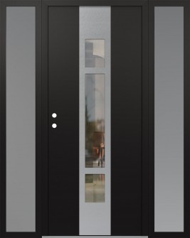 DIAMOND A9 68" X 80" BLACK/BLACK CLEAR GLASS PANEL STAINLESS STEEL RHI WITH 2 SIDELITES FROSTED GLASS
