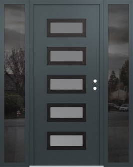 Diamond D1 60" x 80" anthracite/anthracite frosted Glass Panel black LHI with 2 Sidelites mirrored Glass