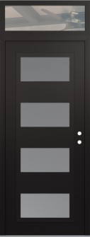 Diamond C2 36" x 96" black/white frosted Glass Panel black LHI with Transom clear Glass