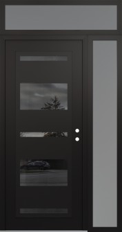 Diamond C10 52" x 96" black/black mirrored Glass Panel black LHI with Sidelite and Transom frosted Glass