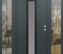 Modern Steel Front Door DIAMOND A1 68" X 80" ANTHRACITE/ANTHRACITE FROSTED GLASS PANEL BLACK LHI WITH 2 SIDELITES CLEAR GLASS