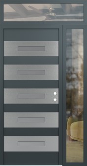 Diamond D9 50" x 96" anthracite/anthracite frosted Glass Panel stainless steel LHI with Sidelite and Transom clear Glass