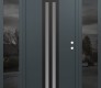 Modern Steel Front Door DIAMOND A8 68" X 80" ANTHRACITE/ANTHRACITE FROSTED GLASS PANEL BLACK LHI WITH 2 SIDELITES MIRRORED GLASS