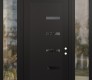 Modern Steel Front Door Diamond C8 60" x 96" black/black mirrored Glass Panel black LHI with 2 Sidelites and Transom clear Glass