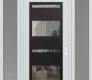 Modern Steel Front Door Diamond C10 64" x 96" white/white clear Glass Panel black LHI with 2 Sidelites and Transom frosted Glass