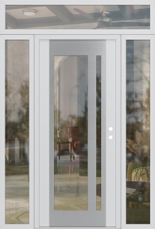 Diamond C15 60" x 96" white/white clear Glass Panel stainless steel LHI with 2 Sidelites and Transom clear Glass