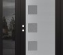 Modern Steel Front Door Diamond C5 50" x 80" black/white frosted Glass Panel stainless steel RHI with Sidelite mirrored Glass
