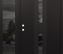 Modern Steel Front Door DIAMOND A6 52" X 80" BLACK/BLACK MIRRORED GLASS PANEL BLACK RHI WITH SIDELITE MIRRORED GLASS
