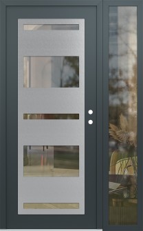 Diamond C10 48" x 80" anthracite/anthracite clear Glass Panel stainless steel LHI with Sidelite clear Glass