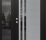 Modern Steel Front Door Diamond C6 48" x 80" black/black mirrored Glass Panel stainless steel RHI with Sidelite mirrored Glass