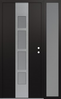 DIAMOND A10 50" X 80" BLACK/WHITE FROSTED GLASS PANEL STAINLESS STEEL LHI WITH SIDELITE FROSTED GLASS