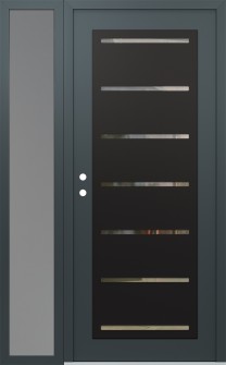 Diamond C11 52" x 80" anthracite/anthracite clear Glass Panel black RHI with Sidelite frosted Glass