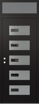 Diamond D7 36" x 96" black/black Mirrored Glass Panel stainless steel RHI with Transom frosted Glass