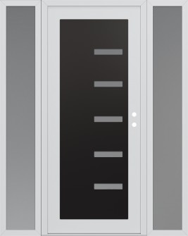 Diamond C8 64" x 80" white/white frosted Glass Panel black LHI with 2 Sidelites frosted Glass