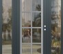 Modern Steel Front Door Diamond C16 68" x 80" anthracite/anthracite clear Glass Panel stainless steel LHI with 2 Sidelites clear Glass