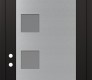 Modern Steel Front Door Diamond C5 36" x 96" black/white frosted Glass Panel stainless steel RHI with Transom clear Glass