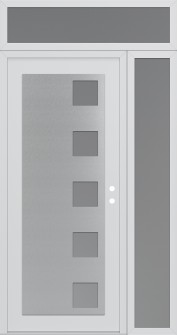 Diamond C5 48" x 96" white/white frosted Glass Panel stainless steel LHI with Sidelite and Transom frosted Glass