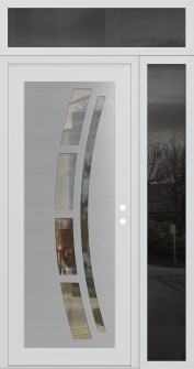 Diamond C12 52" x 96" white/white clear Glass Panel stainless steel LHI with Sidelite and Transom mirrored Glass