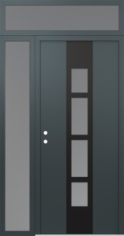 DIAMOND A10 50" X 96" ANTHRACITE/ANTHRACITE FROSTED GLASS PANEL BLACK RHI WITH SIDELITE AND TRANSOM FROSTED GLASS