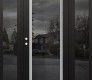 Modern Steel Front Door Diamond C1 68" x 80" black/black mirrored Glass Panel stainless steel RHI with 2 Sidelites mirrored Glass