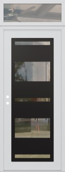 Diamond C10 36" x 96" white/white clear Glass Panel black RHI with Transom clear Glass
