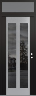 Diamond C14 36" x 96" black/black mirrored Glass Panel stainless steel LHI with Transom frosted Glass