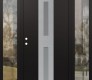 Modern Steel Front Door DIAMOND A6 60" X 80" BLACK/WHITE FROSTED GLASS PANEL STAINLESS STEEL RHI WITH 2 SIDELITES CLEAR GLASS
