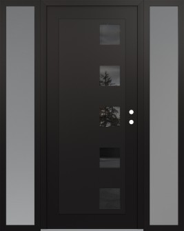 Diamond C5 64" x 80" black/black mirrored Glass Panel black LHI with 2 Sidelites frosted Glass