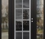 Modern Steel Front Door Diamond C16 60" x 80" black/black mirrored Glass Panel stainless steel LHI with 2 Sidelites clear Glass