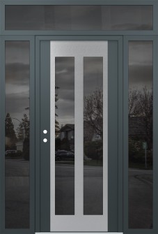 Diamond C14 64" x 96" anthracite/anthracite mirrored Glass Panel stainless steel RHI with 2 Sidelites and Transom mirrored Glass