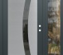 Modern Steel Front Door Diamond C4 52" x 80" anthracite/anthracite mirrored Glass Panel stainless steel LHI with Sidelite clear Glass