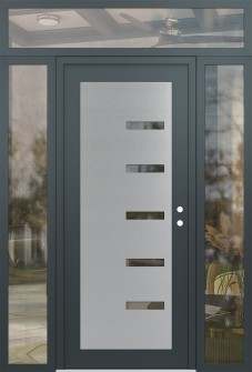 Diamond C8 60" x 96" anthracite/anthracite clear Glass Panel stainless steel LHI with 2 Sidelites and Transom clear Glass