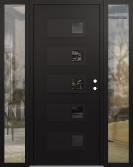 Diamond D2 60" x 80" black/black mirrored Glass Panel black LHI with 2 Sidelites clear Glass