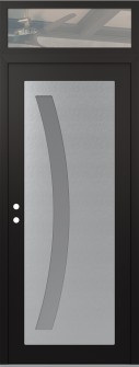 Diamond C4 36" x 96" black/white frosted Glass Panel stainless steel RHI with Transom clear Glass