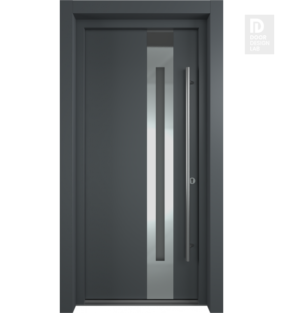 MODERN FRONT STEEL DOOR ZEPHYR ANTRACIT/WHITE 37 7/16" X 81 11/16" LHI + HARDWARE