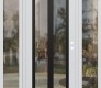 Modern Steel Front Door Diamond C14 64" x 80" white/white clear Glass Panel black LHI with 2 Sidelites clear Glass